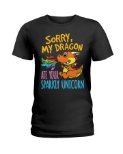 Sorry My Dragon Ate Your Sparkly Unicorn Ladies T-Shirt tile