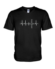 Airplane Pilot Shirt Pilot Heartbeat T-Shirt V-Neck T-Shirt thumbnail
