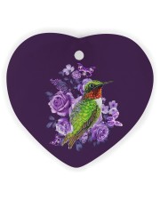 Hummingbird Purple Flower Heart Ornament (Wood) tile
