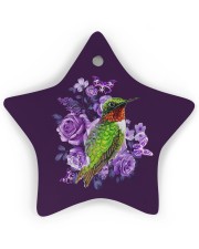 Hummingbird Purple Flower Star Ornament (Wood) tile