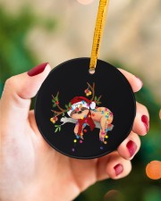 Sloth Christmas Circle ornament - single (porcelain) aos-circle-ornament-single-porcelain-lifestyles-09