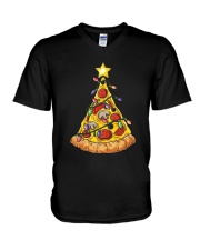 Pizza Christmas Tree V-Neck T-Shirt thumbnail