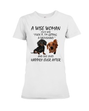 A Wise Woman and Dachshund Premium Fit Ladies Tee thumbnail
