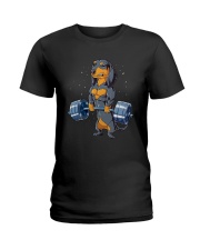 Dachshund Weightlifting Ladies T-Shirt thumbnail