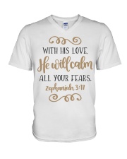 ZEPHANIAH 3:17 V-Neck T-Shirt tile