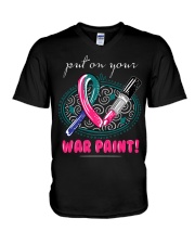thyroid-cancer-teal-blue-pink-color V-Neck T-Shirt thumbnail