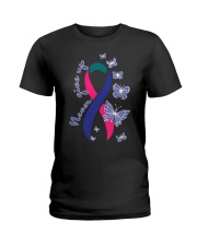 thyroid-cancer-teal-blue-pink-never Ladies T-Shirt thumbnail