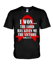 blood-cancer-red-victory V-Neck T-Shirt thumbnail