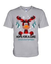 cervical-cancer-teal-white-hfac V-Neck T-Shirt thumbnail