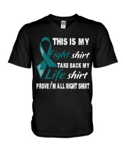 ovarian-cancer-teal-myshirt V-Neck T-Shirt thumbnail