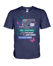thyroid-cancer-pink-teal-blue-STUCK V-Neck T-Shirt thumbnail