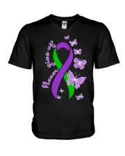 anal-cancer-purple-green-never V-Neck T-Shirt thumbnail