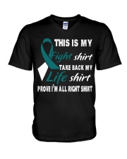 cervical-cancer-teal-white-myshirt V-Neck T-Shirt thumbnail
