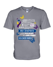 bladder-cancer-marigold-blue-purple-stuck1 V-Neck T-Shirt thumbnail