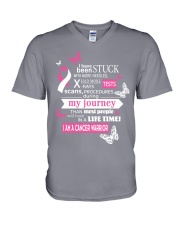 breastlung-cancer-warrior-pink-white-stuck V-Neck T-Shirt thumbnail