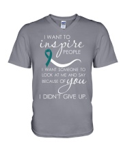 cervical-cancer-teal-white-inspire V-Neck T-Shirt thumbnail