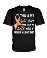 uterine-cancer-peach-myshirt V-Neck T-Shirt thumbnail