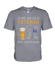 Just An Old Veteran Who Loves Beer Shirt Sweatshirt Hoodie Long Sleeve Tank Top For Veterans - Veteran Birthday Xmas Gift - Size S To 6XL V-Neck T-Shirt tile