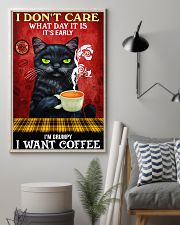 I Don't Care What Day It Is It's Early I'm Grumpy I Want Coffee Poster - Black Cat Drinking Coffee Poster - Poster For Coffee And Cat Lovers-No Frame 11x17 Poster lifestyle-poster-1
