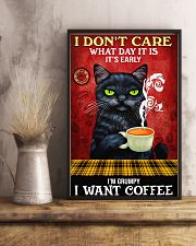 I Don't Care What Day It Is It's Early I'm Grumpy I Want Coffee Poster - Black Cat Drinking Coffee Poster - Poster For Coffee And Cat Lovers-No Frame 11x17 Poster lifestyle-poster-3