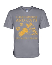 I Like Cameras And Cats And Maybe 3 People Shirt - Sweatshirt Hoodie Long Sleeve Tank Top T-shirt Available - Size S To 6XL V-Neck T-Shirt tile