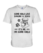Some Girls Love Baking And Dogs It's Me I'm Some Girls Shirt - Shirt For Dog And Baking Lovers - Dog And Baking Lover Birthday Xmas Gift-Size S To 6XL V-Neck T-Shirt tile