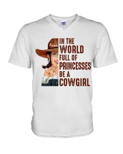 In A World Full Of Princesses Be A Cowgirl Shirt - Shirt For Cowgirls - Cowgirl Birthday Xmas Gift V-Neck T-Shirt tile