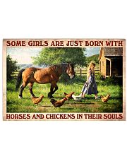 Some Girl Are Just Born With Horses And Chickens In Their Souls Girl Vintage Art Poster Birthday Christmas Gift 17x11 Poster front