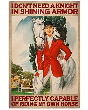 I Don't Need A Knight In Shining Armor I Perfectly Capable Of Riding My Own Horse Poster - Woman And Horse Vintage Retro Art Picture - Home Wall Decor 11x17 Poster front