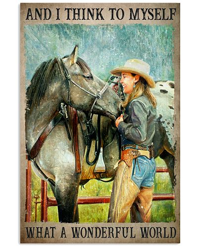 And I Think To Myself What A Wonderful World Poster - Cowgirl And Horse Vintage Art Poster - Home Decor - Wall Art - No Frame 