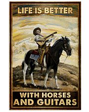 Life Is Better With Horses And Guitars Poster - Man Riding Horse Playing Guitar Vintage Art Picture - Wall Art Decor - No Frame 11x17 Poster front