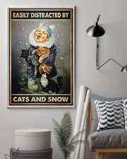 Easily Distracted By Cats And Snow Poster - Little Girl Hugging Cat In Snow Vintage Art 11x17 Poster lifestyle-poster-1