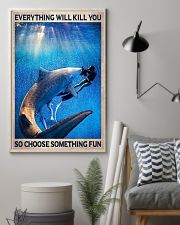 Everything Will Kill You So Choose Something Fun Poster - Scuba Diver And Shark Vintage Art Picture - Wall Art Decor - No Frame 11x17 Poster lifestyle-poster-1