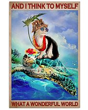 And I Think To Myself What A Wonderful World Poster - Cat And Turtle Vintage Art Picture - Wall Art Decor - No Frame 11x17 Poster front