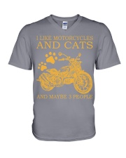 I Like Motorcycle And Cats And Maybe 3 People Shirt - Shirt For Motorcycle Lovers - Motorbike Lover Birthday Xmas Gift V-Neck T-Shirt tile