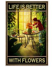 Life Is Better With Flowers Poster - Girl Arranging Flowers Vintage Art Picture - Wall Art Decor - No Frame Full Size 11''x17'' 16''x24'' 24''x36'' 11x17 Poster front