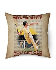 You Don't Stop Playing Tennis When You Get Old You Get Old When You Stop Playing Tennis Indoor Pillow - Man Playing Tennis Vintage Art Indoor Pillow - 18” x 18” back