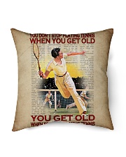 You Don't Stop Playing Tennis When You Get Old You Get Old When You Stop Playing Tennis Indoor Pillow - Man Playing Tennis Vintage Art Indoor Pillow - 18” x 18” front