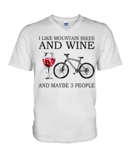 I Like Mountain Bikes And Wine And Maybe 3 People Shirt - Shirt For Cycling And Wine Lovers - Size S To 6XL V-Neck T-Shirt tile