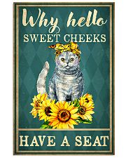 Why Hello Sweet Cheeks Have A Seat Poster - Cat And Sun Flower Funny Toilet Poster - Bathroom Decor - No Frame Full Size 11x17 16x24 24x36 Inches 11x17 Poster front