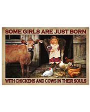 Some Girls Are Just Born With Chickens And Cows In Their Souls Vintage Poster - No Frame Full Size 17x11 24x16 36x24 Inches 17x11 Poster front