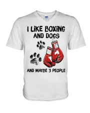 I Like Boxing And Dogs And Maybe 3 People Shirt - Shirt For Boxers - Boxer Birthday Xmas Gift V-Neck T-Shirt tile
