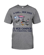 Dog camping a girl her dogs personalized shirt Classic T-Shirt front