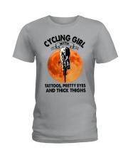 CYCLING GIRL WITH TATTOOS PRETTY EYES Ladies T-Shirt tile