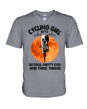 CYCLING GIRL WITH TATTOOS PRETTY EYES V-Neck T-Shirt tile
