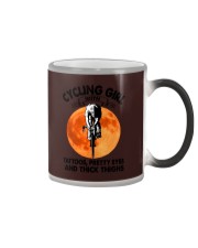 CYCLING GIRL WITH TATTOOS PRETTY EYES Color Changing Mug tile