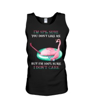 I DON'T CARE - FLAMINGO Unisex Tank tile