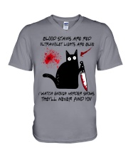 BLOOD STAINS ARE RED V-Neck T-Shirt tile