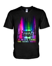 ALWAYS TAKE THE SCENIC ROUTE ABDUCTION V-Neck T-Shirt tile
