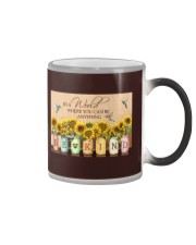 BE KIND SUNFLOWER POSTER Color Changing Mug tile